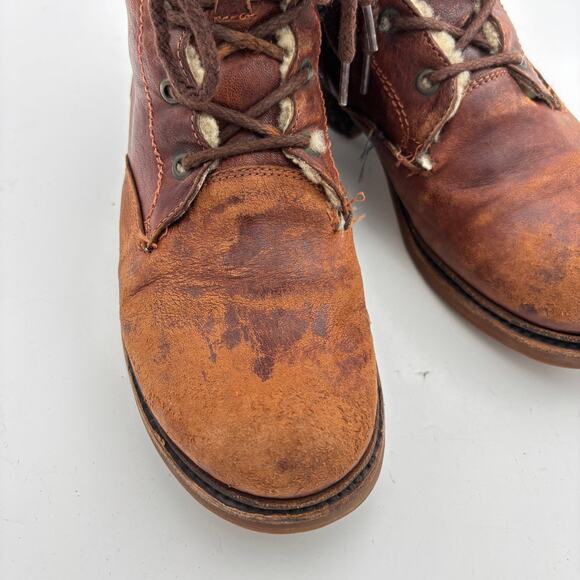 Frye Valerie Shearling Lined Lace Up Combat Boots Women's 8.5B - Picture 11 of 13